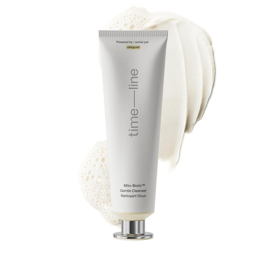 Timeline Mitopure Gentle Cleanser - Non-Drying & Calming Foaming Mousse with Ceramides to Remove Makeup & Strengthen Skin Barrier for All Skin Types - 3.38 Fl Oz