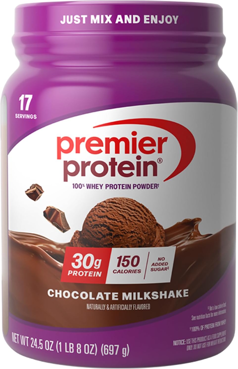 Premier Protein 30g High Protein Powder, 100% Whey, Chocolate, 17 Servings