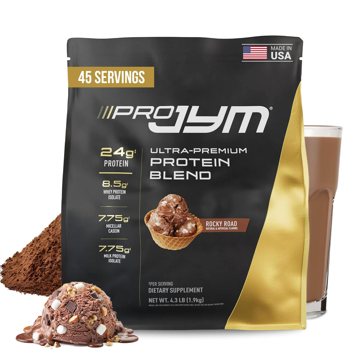 Pro JYM Chocolate Peanut Butter Protein Powder - Whey Protein Isolates, Casein, & Milk Protein, Lean Muscle Building for Men & Women, JYM Supplement Science, 45 Servings