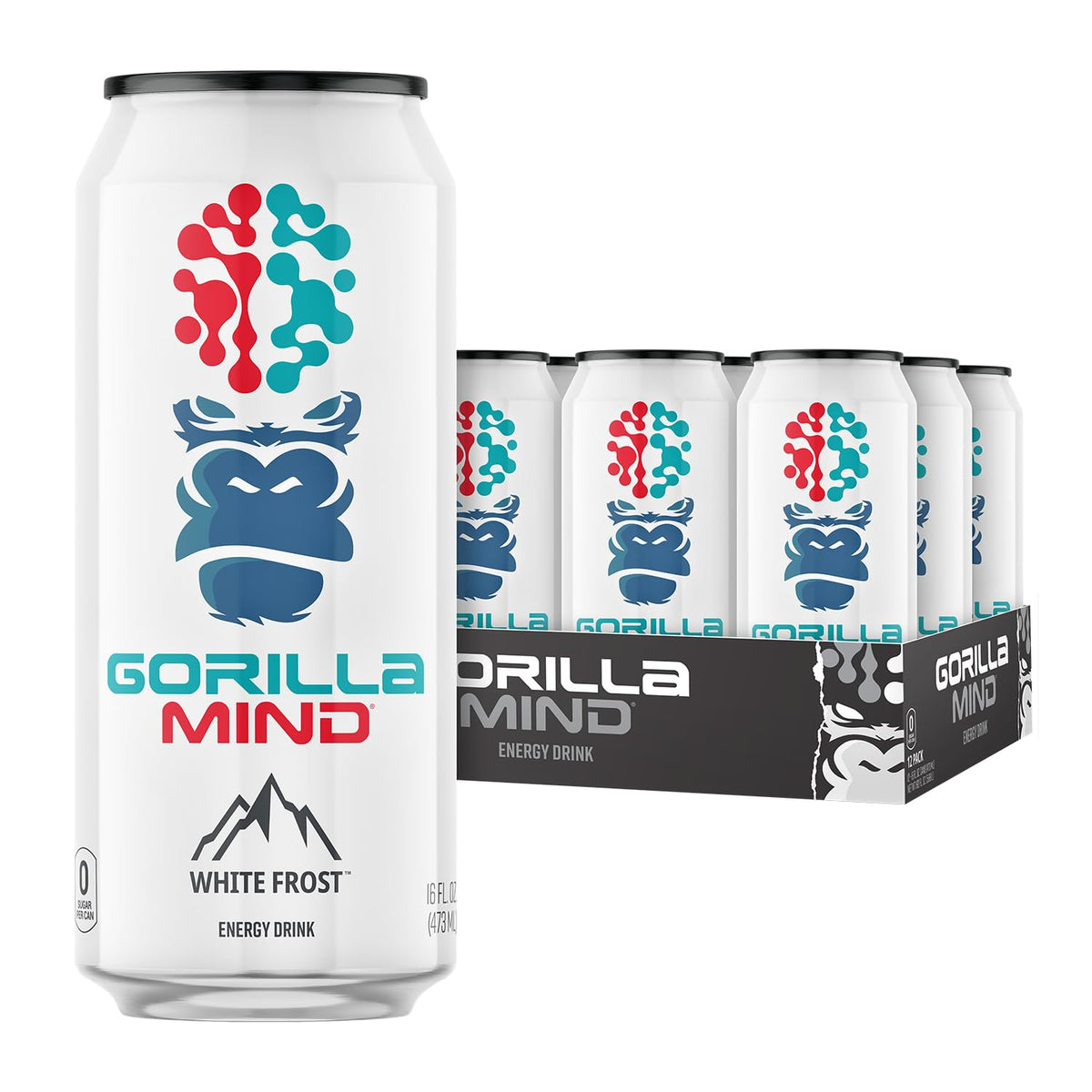 Gorilla Mind Energy Drink | 16oz, 12-Pack (Fruit Punch)
