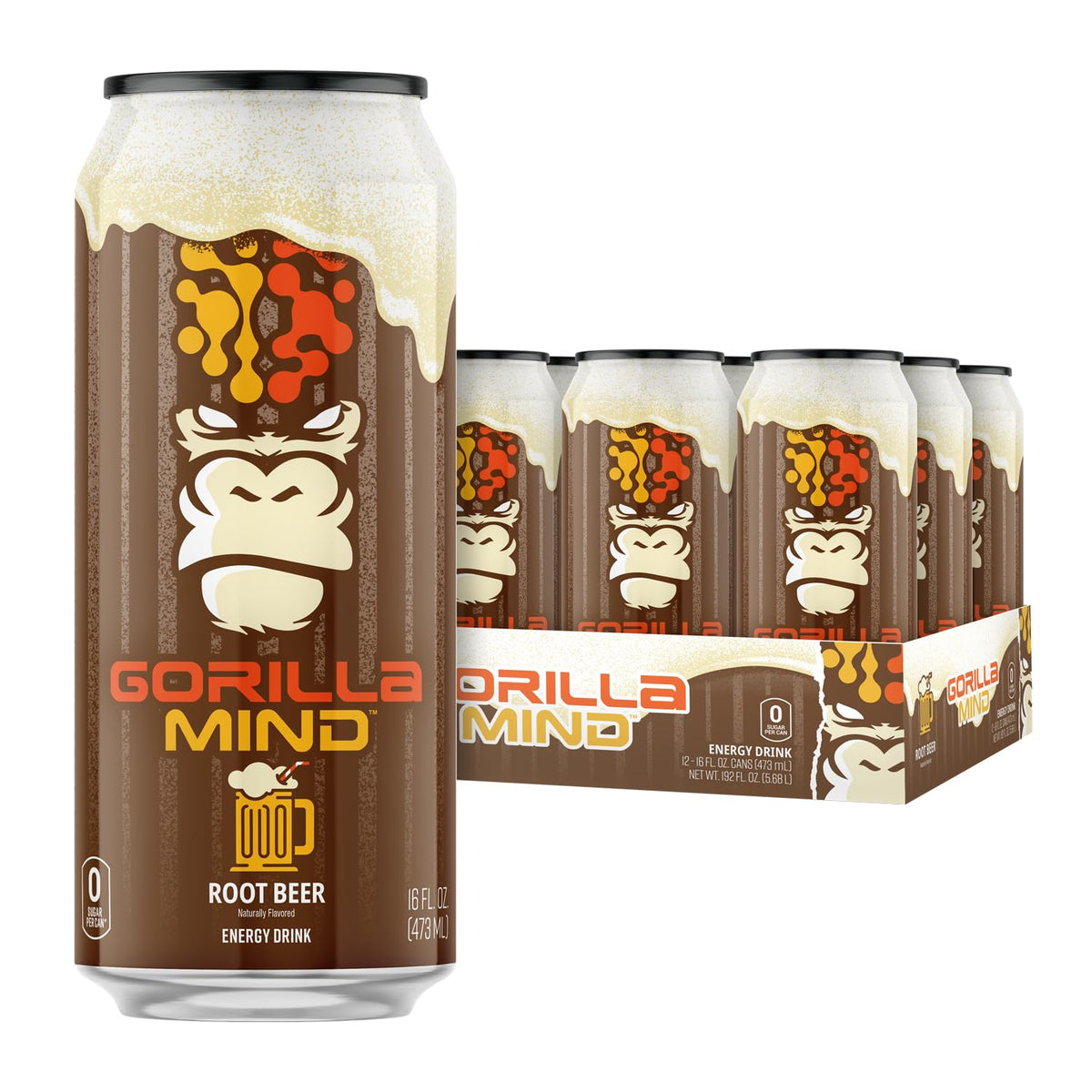 Gorilla Mind Energy Drink | 16oz, 12-Pack (Fruit Punch)