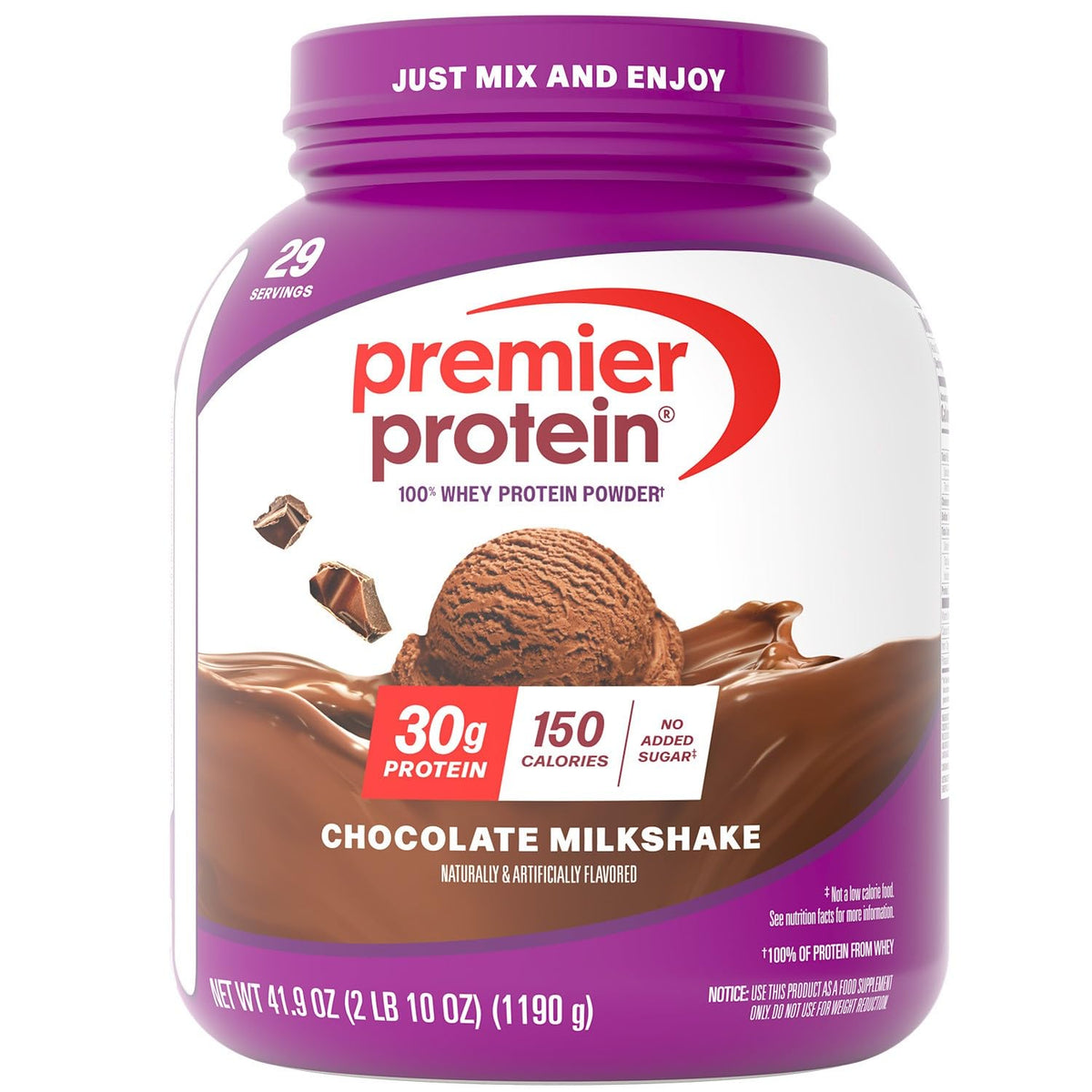 Premier Protein 30g High Protein Powder, 100% Whey, Chocolate, 17 Servings