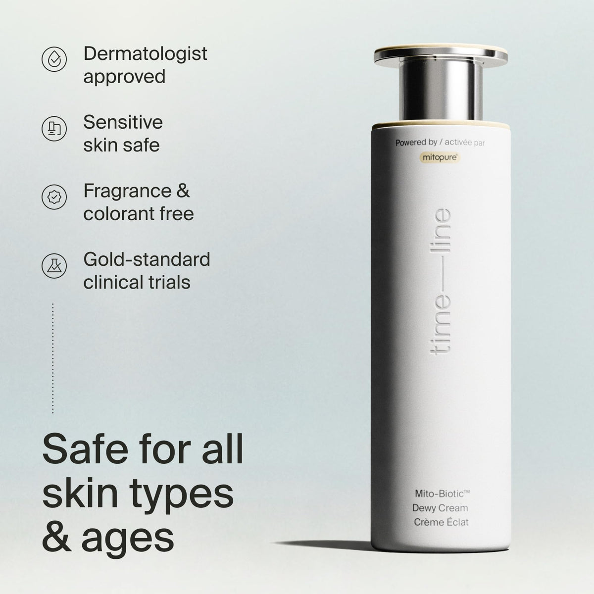 Timeline Mitopure™ Travel Size Dewy Cream Lightweight Moisturizer With Peptides to Hydrate, Plump & Protect Dry Skin - .51 Fl Oz