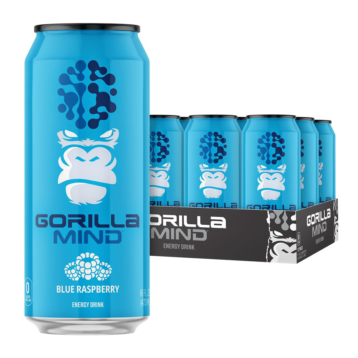 Gorilla Mind Energy Drink | 16oz, 12-Pack (Fruit Punch)