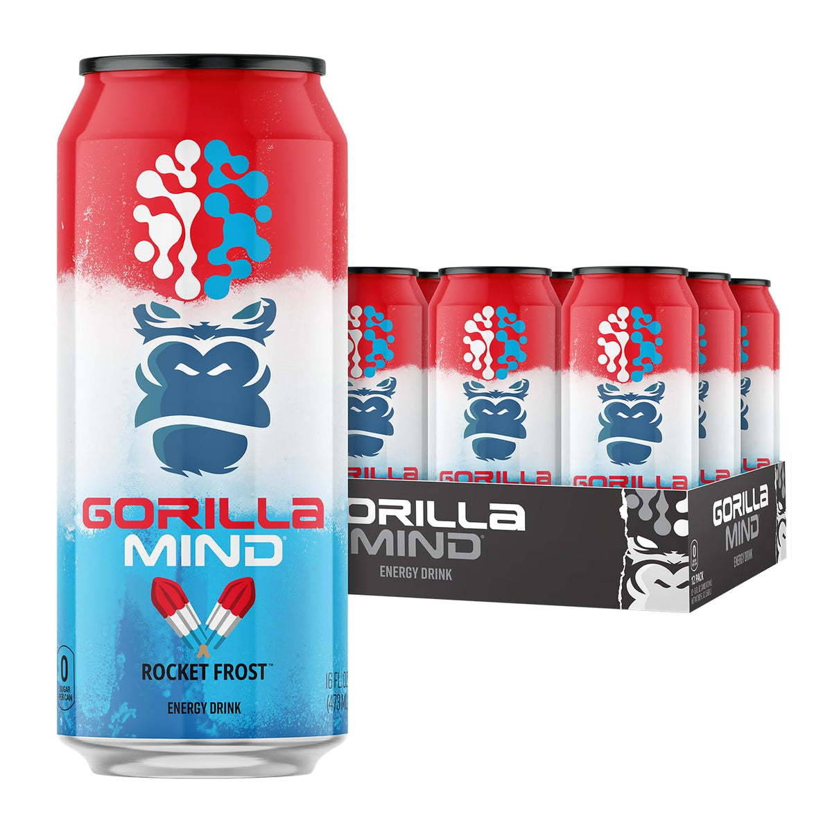 Gorilla Mind Energy Drink | 16oz, 12-Pack (Fruit Punch)