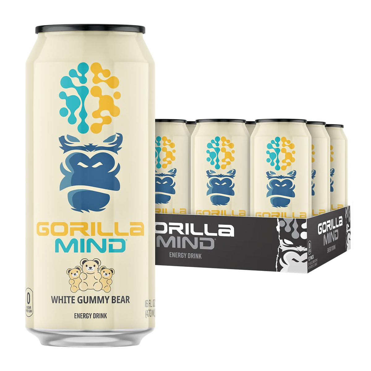 Gorilla Mind Energy Drink | 16oz, 12-Pack (Fruit Punch)