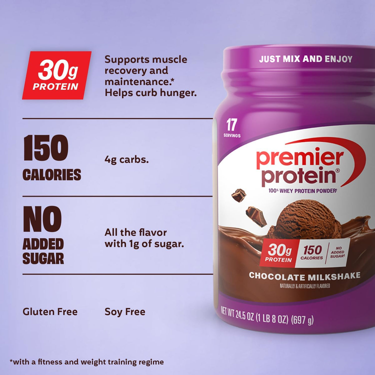 Premier Protein 30g High Protein Powder, 100% Whey, Chocolate, 17 Servings