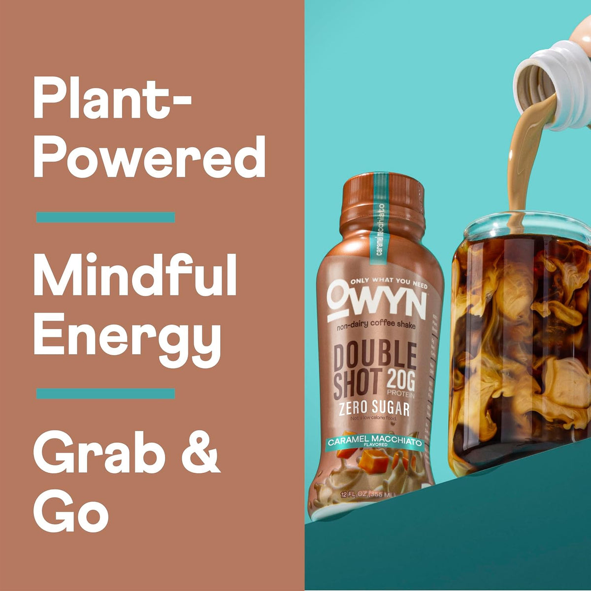 OWYN Only What You Need Vanilla Latte Flavored 20g Protein Shake, 12 Ct | 20g Protein, Zero Sugar, 180mg Caffeine, Dairy Free, Plant Protein, Gluten Free, Individual 12fl oz Bottles