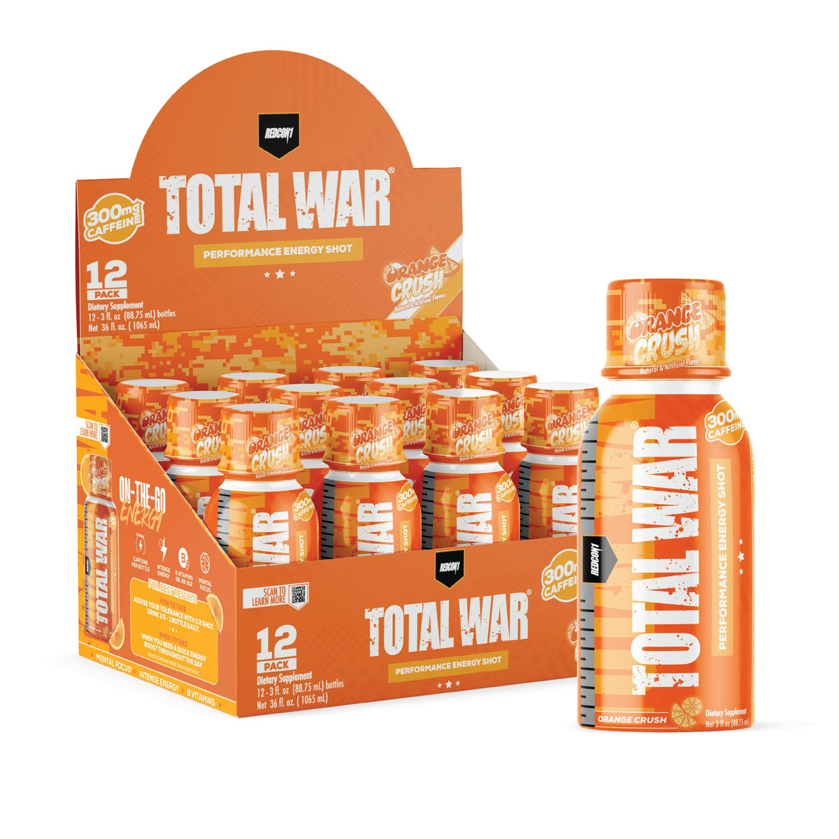 REDCON1 Total War Pre Workout Energy Shots - 300mg Caffeine Shots with B Vitamins & 0 Sugar - Long-Lasting Energy Shot for Focus Support - Fuel Your Workout or Workday - Arctic Berry (12 Count)