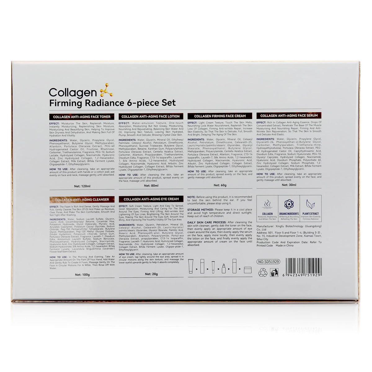 Collagen Skin Care Set, Anti Aging Skincare Gift Set for Wrinkles & Fine Lines, Shrink Pores, Hydrate & Firm Skin, 6 Pcs Skincare Kits for Women with Cleanser, Toner, Lotion, Serum, Cream, Eye Cream.