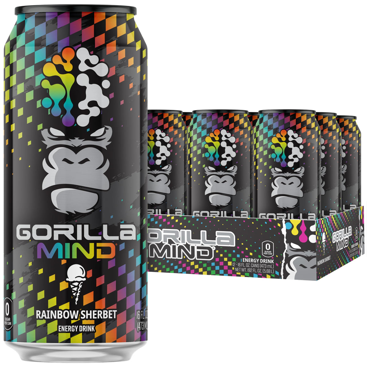 Gorilla Mind Energy Drink | 16oz, 12-Pack (Fruit Punch)