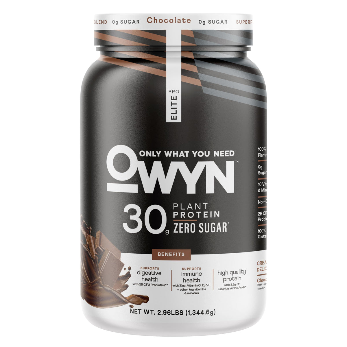 OWYN Only What You Need Vanilla Flavored 30g Protein Powder, 2.96 LB | 30g Protein, Zero Sugar, 4g Fiber, Dairy Free, Plant Protein, Gluten Free, 27 Servings, 2.96 Pounds