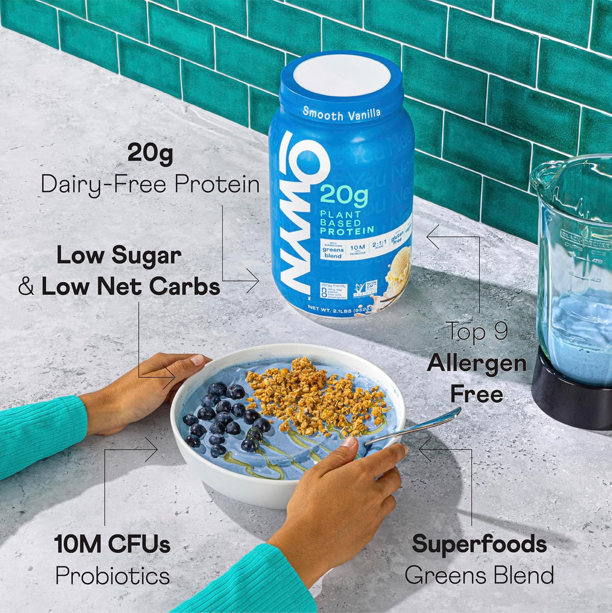 OWYN Only What You Need Smooth Vanilla Flavored 20g Protein Powder, 2.1 LB | 20g Protein, 4g Sugar, Dairy Free, Plant Protein Powder, Gluten Free, 2.1 Pounds, 28 Servings, Top 9 Allergen Friendly